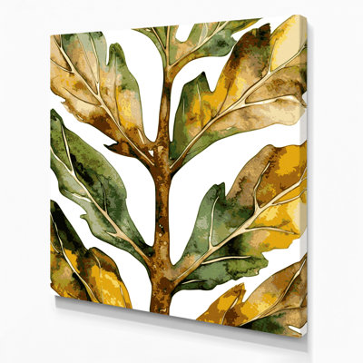 "Watercolor Botanical 52", art mural sur toile brune