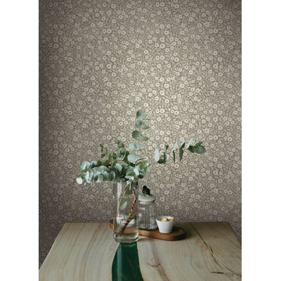 Poppy Trail Grey Floral Wallpaper