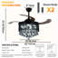 42-inch Black Crystal Invisible Fan Light Remote Control Dimming Six-speed Variable Frequency Fan