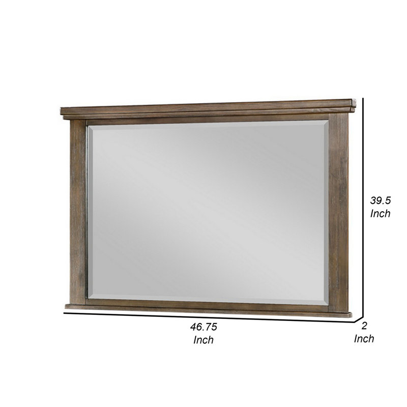 Miroir rectangulaire en bois massif et manufacturé, Taupe