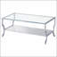Ensemble de 2 tables basses et d'appoint modernes en chrome avec plateaux en verre trempé transparent pour un salon élégant et stylé-133702559