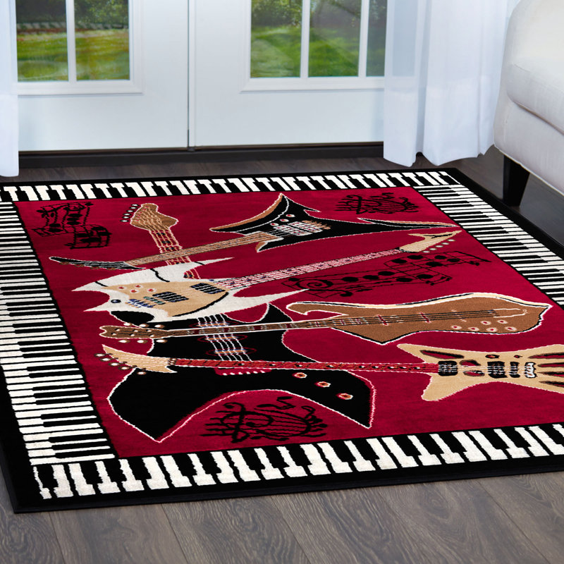 Tapis zone de fantaisie avec instruments de musique Zone, tapis de guitare électrique avec envers en jute
