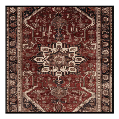 Tapis persan noir lavable à la machine
