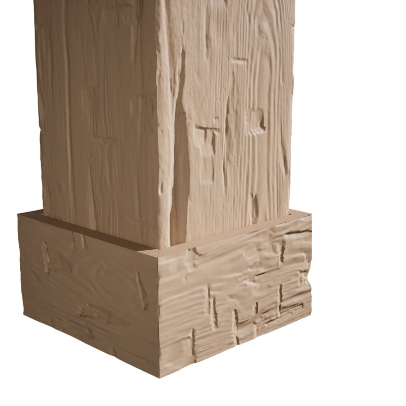 Enveloppe de colonne carrée Timberthane, H 216 po x l 12 po x P 12 po, Taillé à la main, Standard standard et base