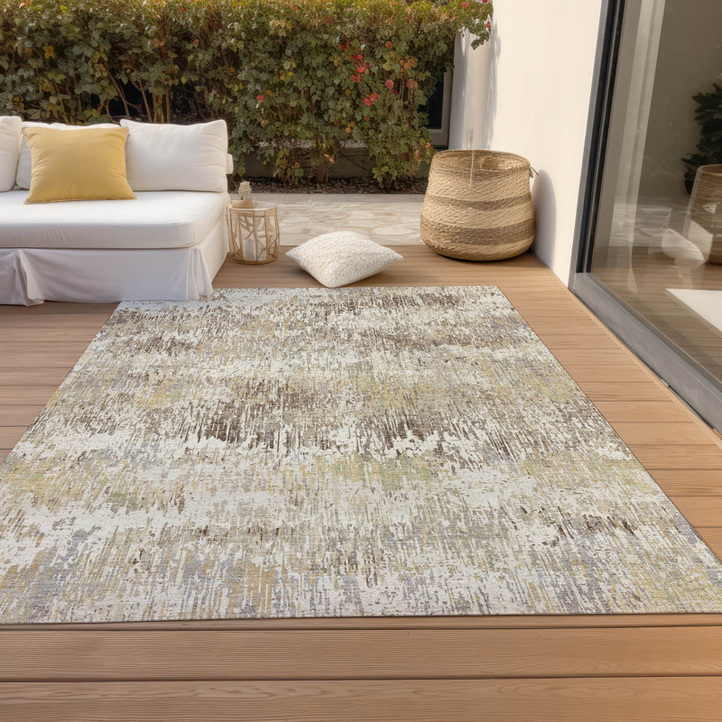 Tapis ivoire Christain ACN1378 intérieur / extérieur lavable à la machine, Rectangle 5 pi x 7 pi 6 po