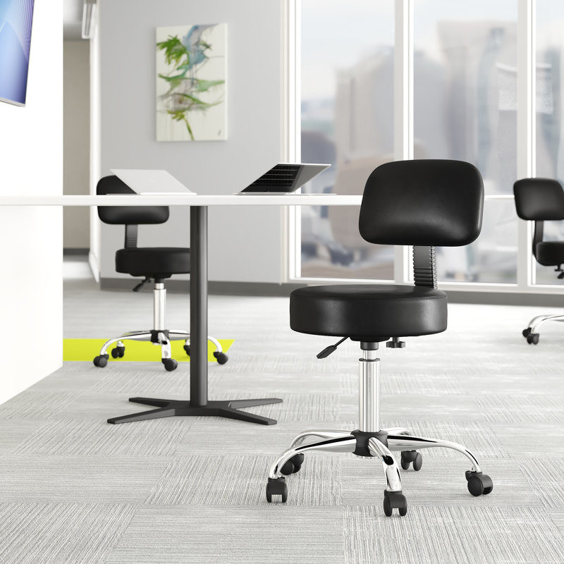 Vinyl Drafting Chair, Black