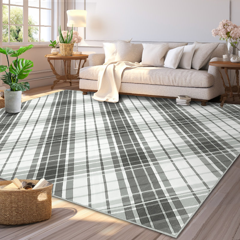 Striped Machine Washable Rugs Geometric Modern Non-Slip Rug for Living Room Bedroom Nursery Dining Table Bedside Decor