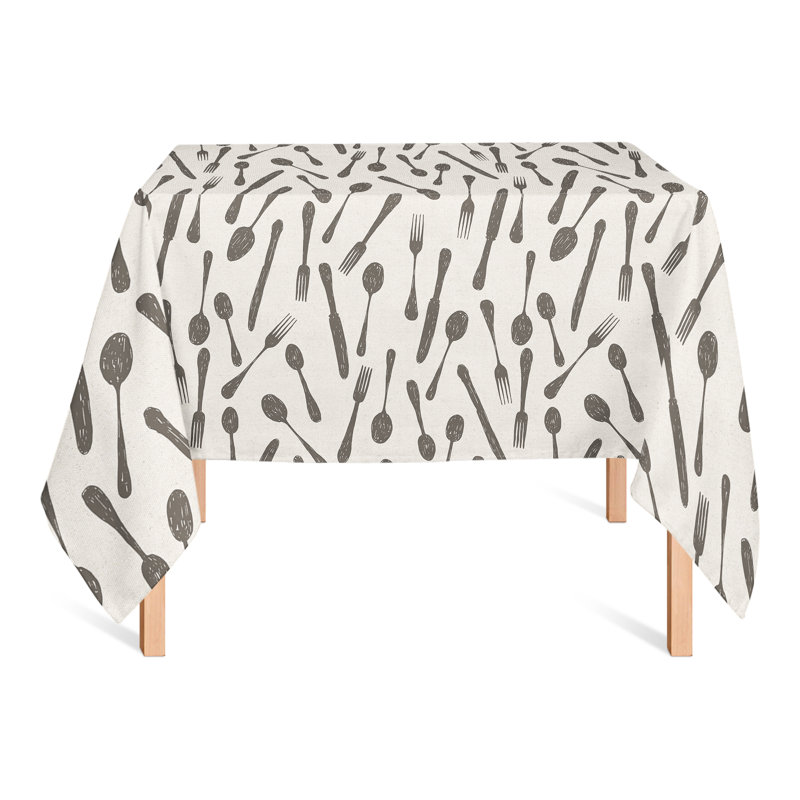 Sketchy Kitchen Utensils Navy 2 Tablecloth, Gray