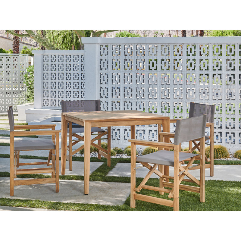 Del Ray 39-inch Square Teak Outdoor Dining Table With Umbrella Hole