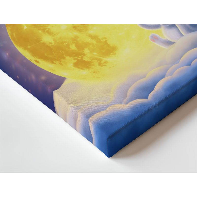 Toile, un mignon lapin moelleux avec des oreilles surdimensionnées et un art mural, H 40 po x l 30 po