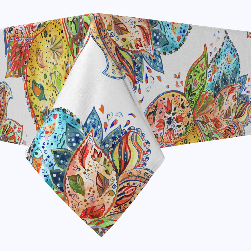 Rectangular Tablecloth, 100% Cotton, Floral 213, 104" x 52"