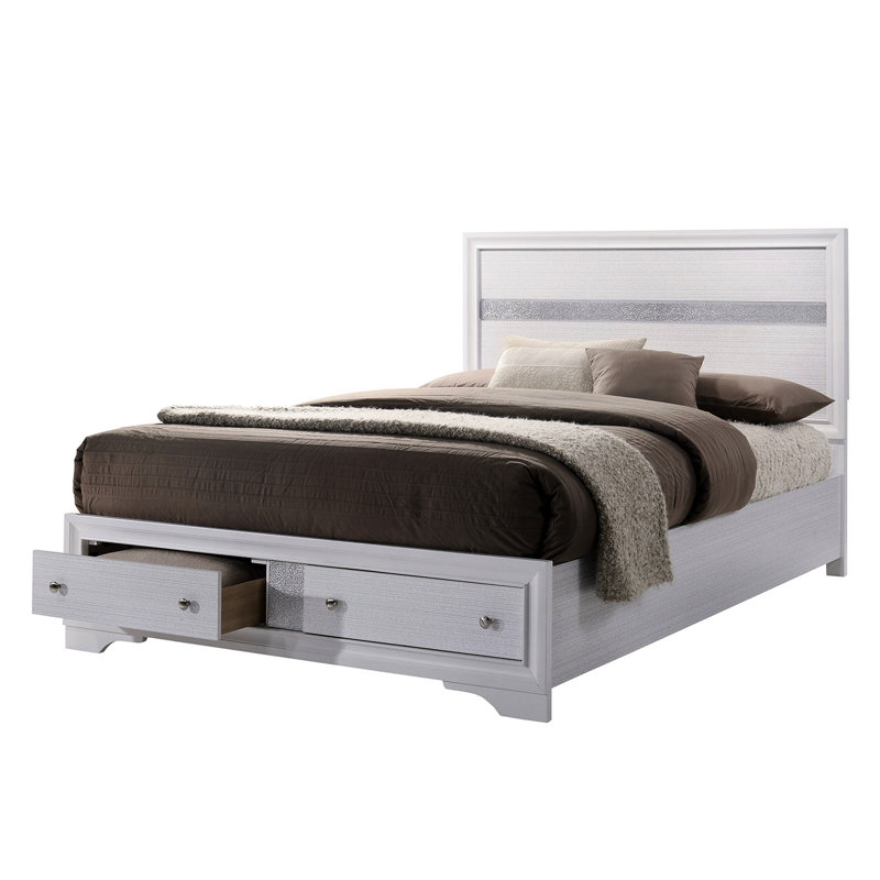 Tête de lit contemporaine à très grand lit à panneau blanc avec tiroir pour chambre à coucher moderne et support de rangement