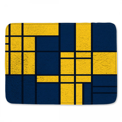 Tapis de bain jaune et bleu