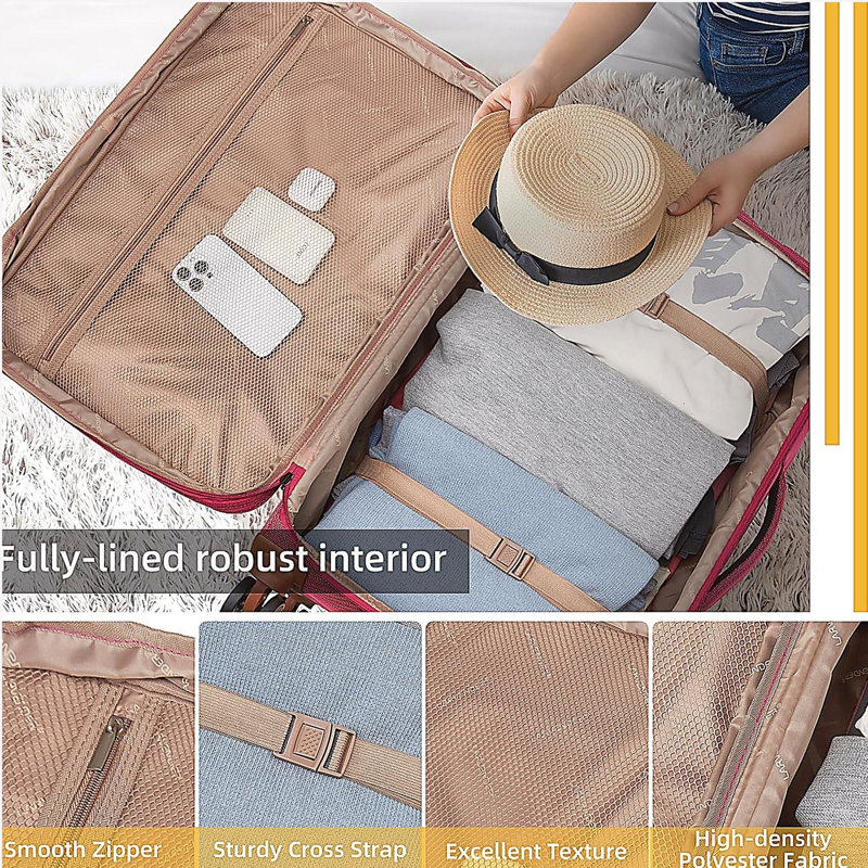 Ensembles de valises 4 pièces, valises souples avec roulettes