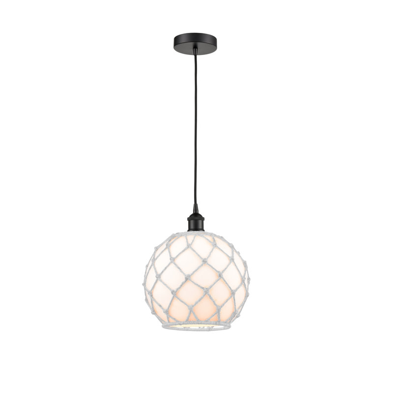 Luminaire suspendu simple à 1 lumière Larocque, Blanc, Noir