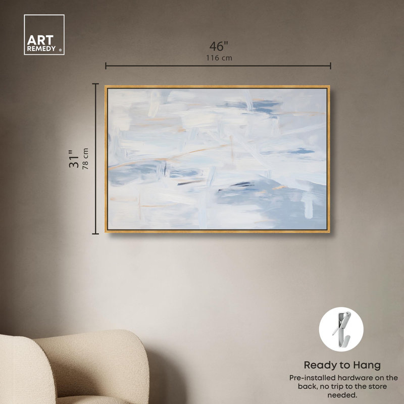 Art Remedy Neutral Abstracts Canvas, Gold Floater Framed, 31" H x 46" W
