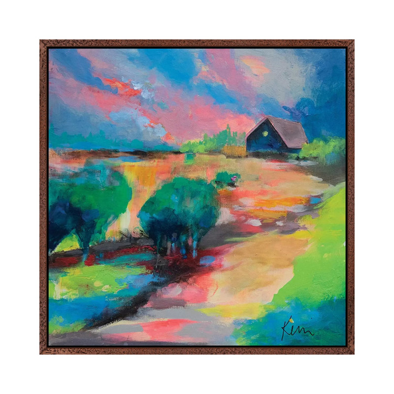 You Know The Way Home by Kerri Blackman - Painting on Canvas, 45.72cm H x 45.72cm W x 3.81cm D, Classic Brown Wood Framed