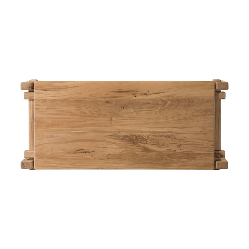Marcia Solid Wood Coffee Table, 13.75" H x 70.75" L x 31.5" W, Natural Reclaimed French Oak