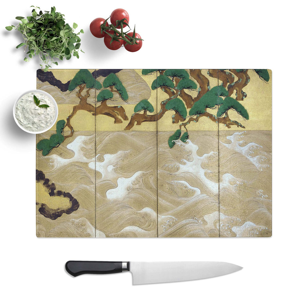 Tempered Glass Waves at Matsushima by Tawaraya Sotatsu Cutting Board