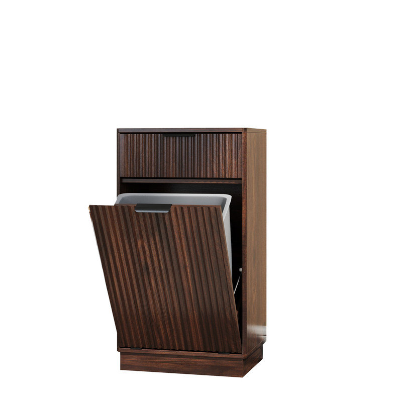 Armoire à ordures inclinable de 10 gallons avec tiroir dissimulé, organisateur de rangement à recyclage de grain de bois pour la cuisine et la salle de bain