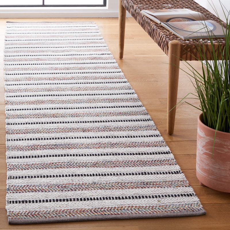 Tapis rayé en coton Borghi Montauk, Tapis de couloir 2 pi 3 po x 9 pi