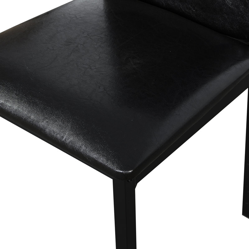 4 sièges de salle à manger, cadres en métal, revêtement en vinyle brun foncé, résistance de soutien de 250 lb, conception industrielle moderne, projet d'assemblage facile, rembourrage doux pour le confort, coussins de protection ergonomiques en métal