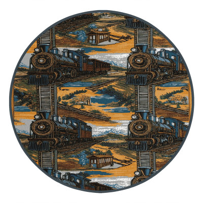 Machine Washable Transportation Brown Area Rug