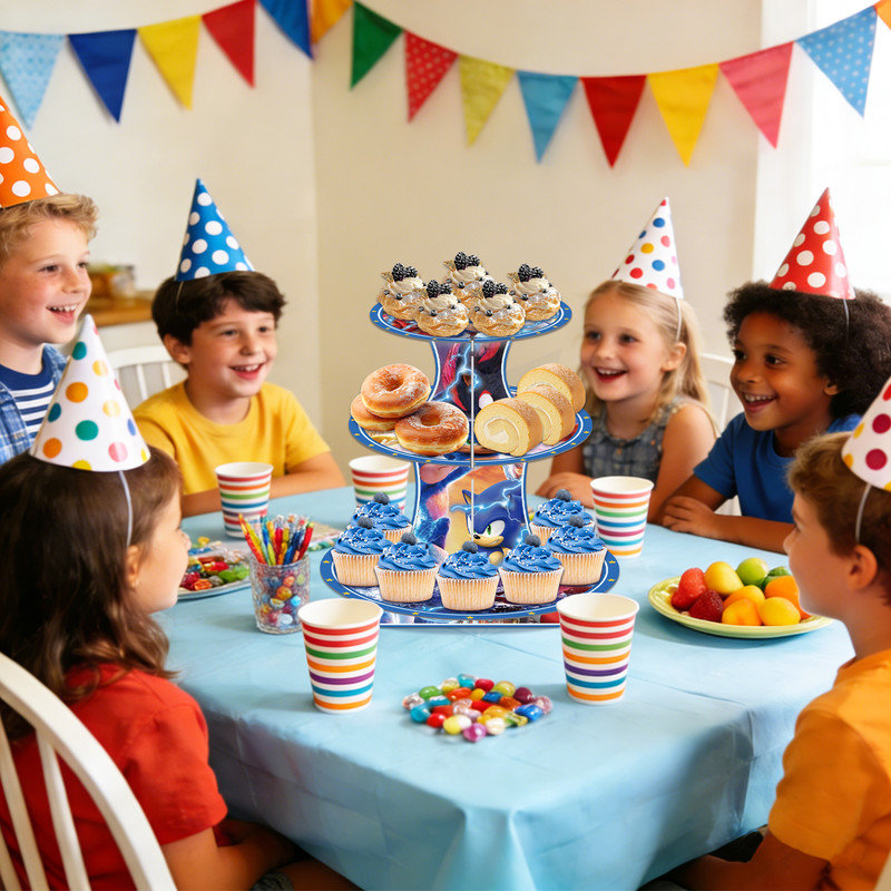 Support à petit gâteau Sonic Party Decoration, Sonic Birthday Party Decorations