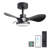 24" Small  Ceiling Fan with Light remote control ,Modern Low Profile black Ceiling Fan, 6-Speeds Quiet Reversible DC motor  for Bedroom,Kitchen