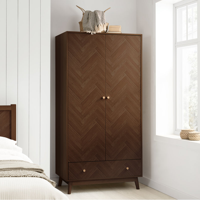 Mardell 2 Door Particle Board Wardrobe, Walnut