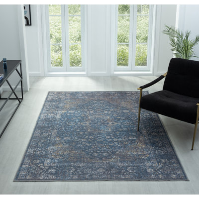 Kensington Washable Navy Area Rug