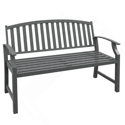 Banc de jardin extérieur 46 po Outsunny, banc en métal, meubles à lattes en bois pour patio, parc, porche, pelouse, cour, terrasse, gris
