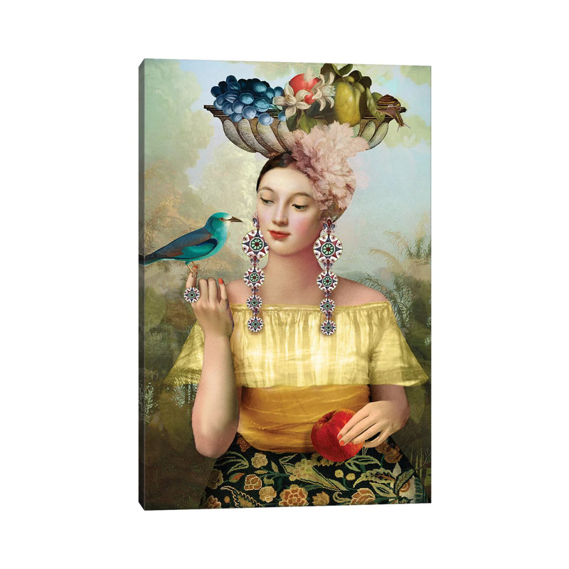 «Nine of Pentacles» par Catrin Welz-Stein - impression d'art graphique, H 18 po x l 12 po x 1,5 po, Toile tendue