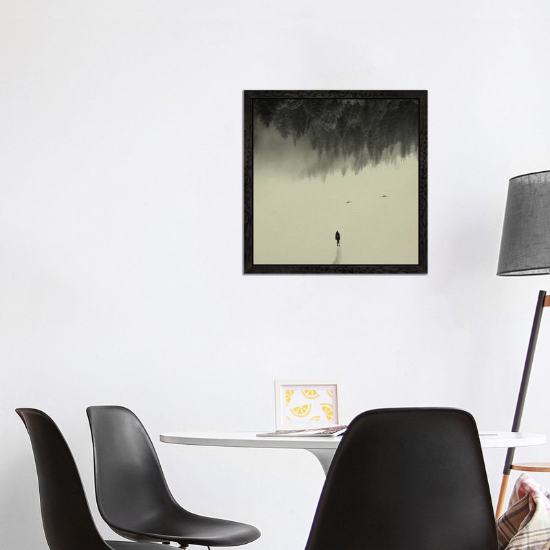 Silent Walk by Andreas Lie - Print on Canvas, 93.98 cm H x 93.98 cm W, Black Floater Framed