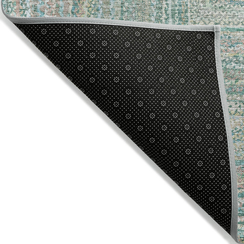 Machine Washable Indoor/Outdoor Xhevrie Teal Rug, Runner 2'3" x 7'6"