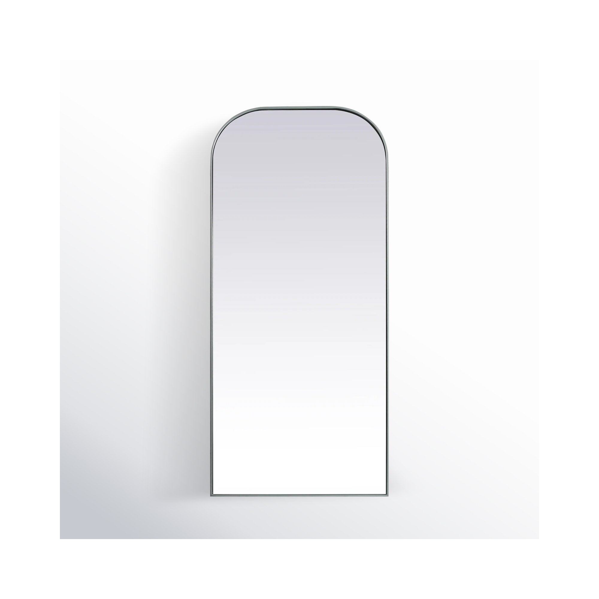 Sabine Metal Arch Floor Mirror, 74" x 28", Silver