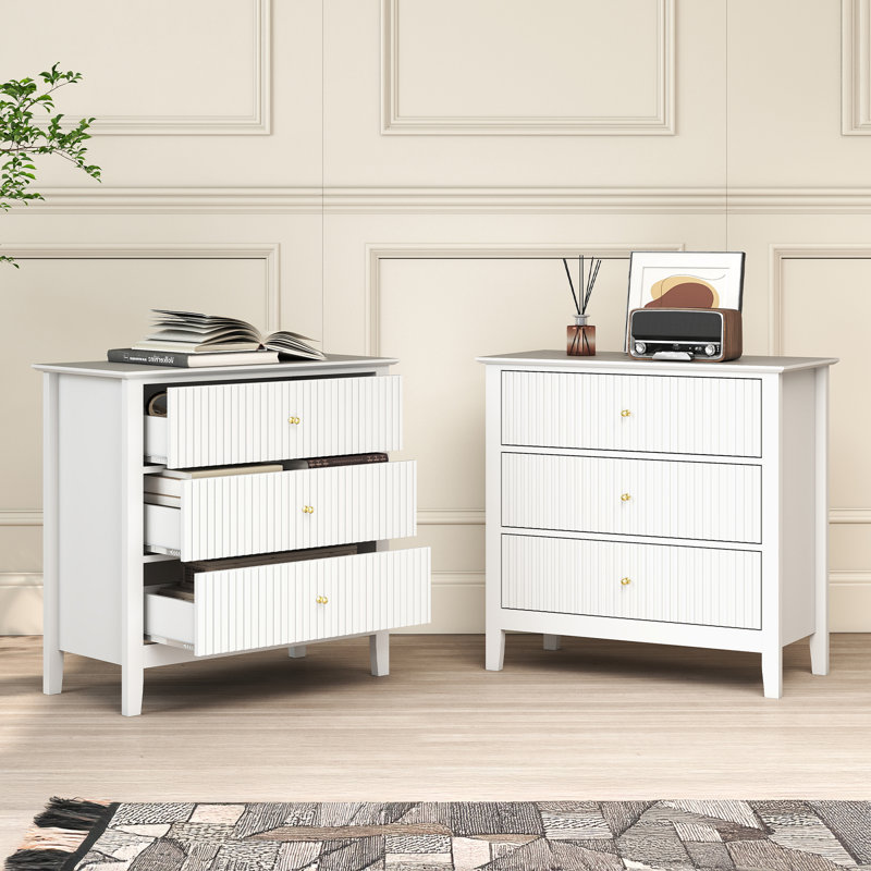 3 Drawer Dresser Set （set Of 2), White