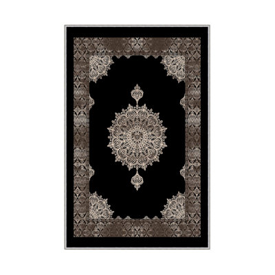Stylish Hall Carpet (3.3 x 4.9 ft), 100% Polyester, 0.3 in Pile Height | Antibacterial, Non-Slip PVC Dot Underside | Woven Design with 3D Digital Printing | Machine Washable, Perfect for Home Décor & Comfort