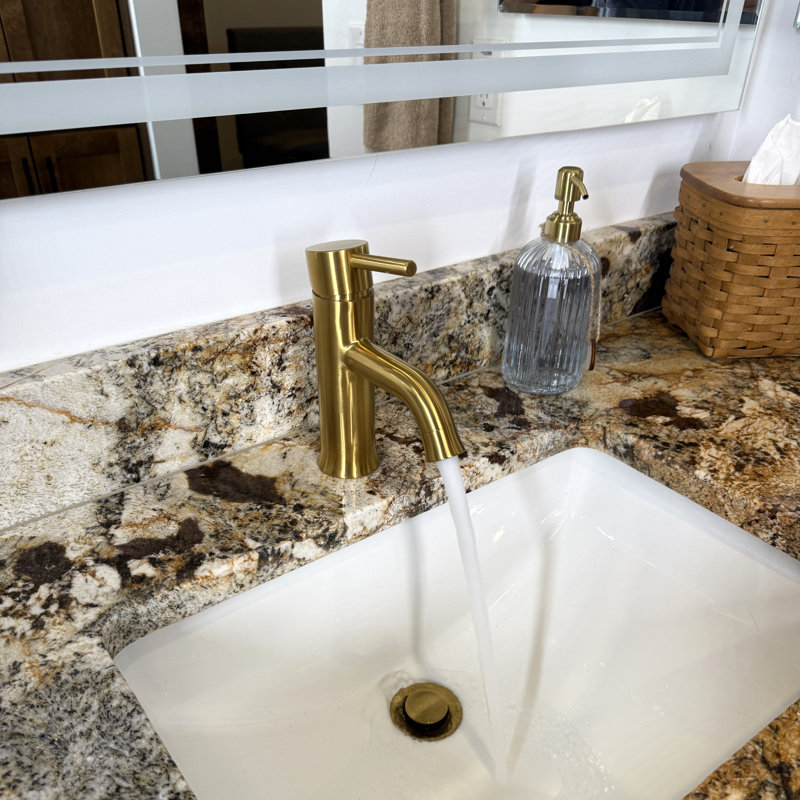 Lulani Aruba Single Hole Bathroom Faucet with Drain Assembly, Brushed Gold 