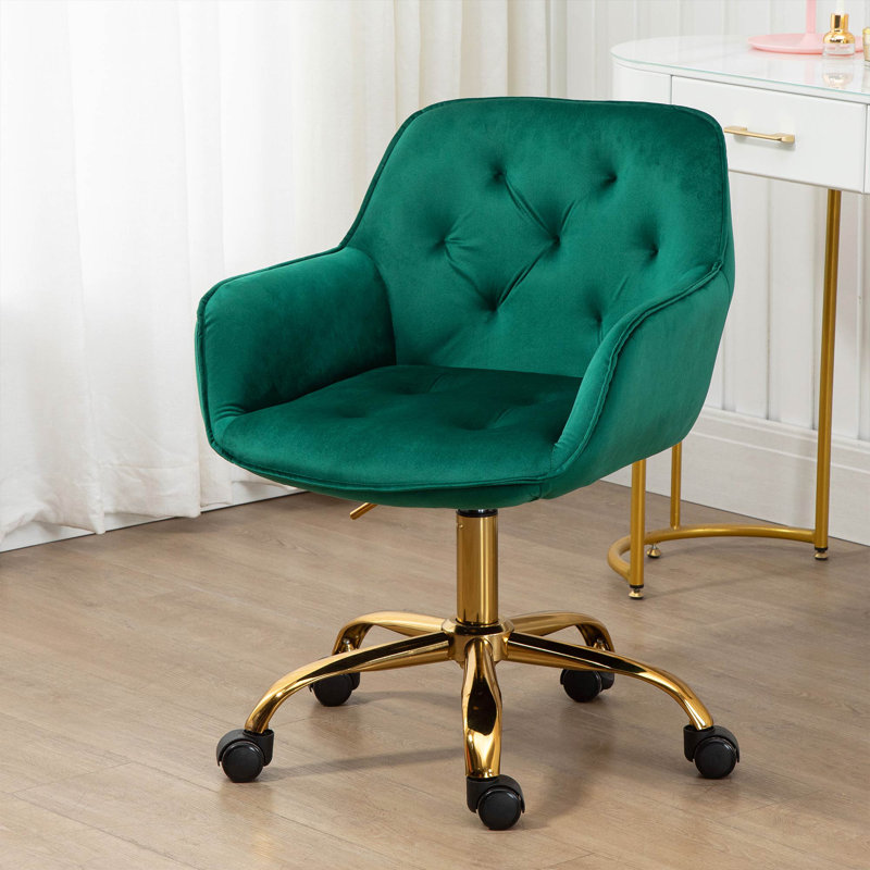 Keiran Velvet Office Chair, Green