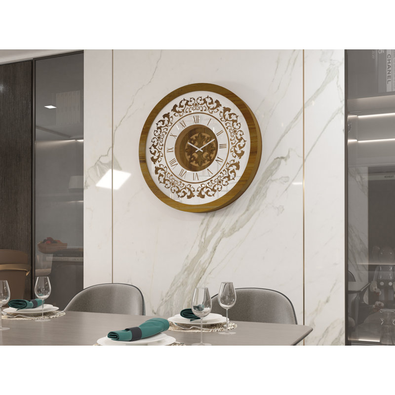 Allyna Manufactured Wood Wall Clock, Bronze Effect, 60cm H x 60cm W x 7cm D