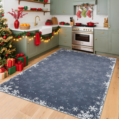 Tapis de Noël lavable, tapis de fête pliable, tapis festif pour salon, décorations