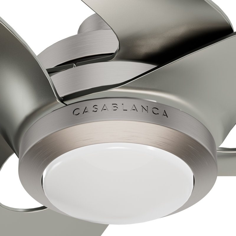 Casablanca 60 inch Inez ENERGY STAR® Damp Rated Ceiling Fan with Lights and Wall Control, Nickel