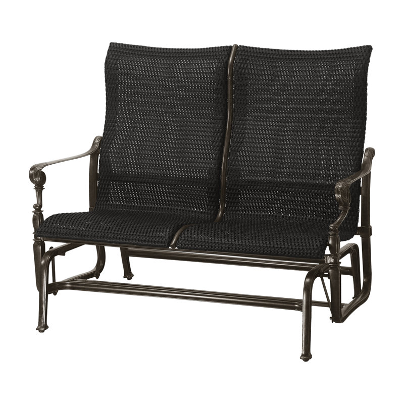 Grand Terrace Woven High Back Loveseat Glider, Vintage, Mahogany