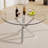 Kaizlyn Modern Round Glass Dining Table for 4-6 People, Clear Tempered Glass Top, Metal Cross Base, Round Kitchen Table for Dining Room, Circular Table for Small Space-876951156-876951144