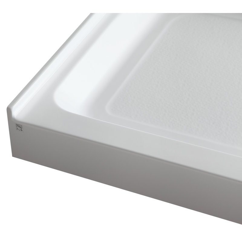 Glossy White 60" x 36" Acrylic Shower Base with Center Drain