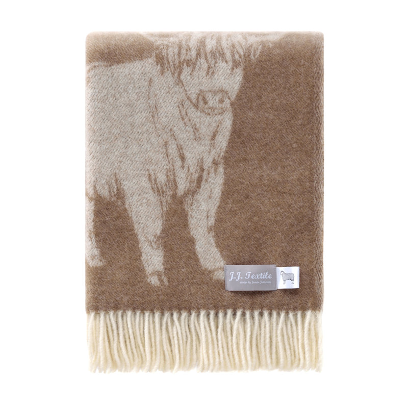 Highland Cow Wool Throw, Brown