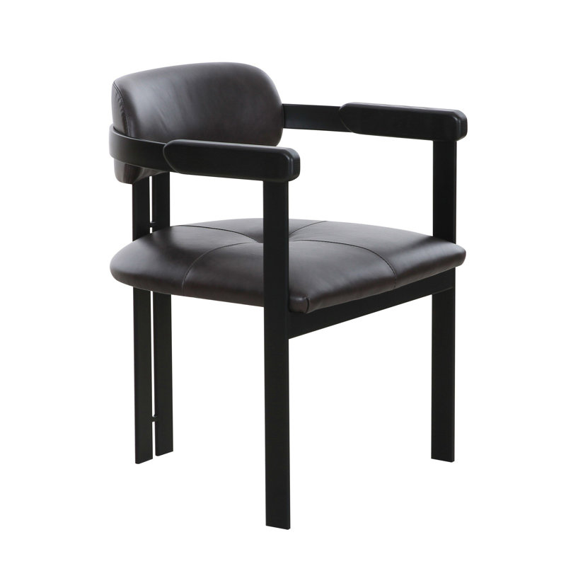 Chaise Anta, dossier en lattes de fer noires, brun