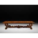 David Michael 137" Walnut Solid Wood Trestle Dining Table | Perigold