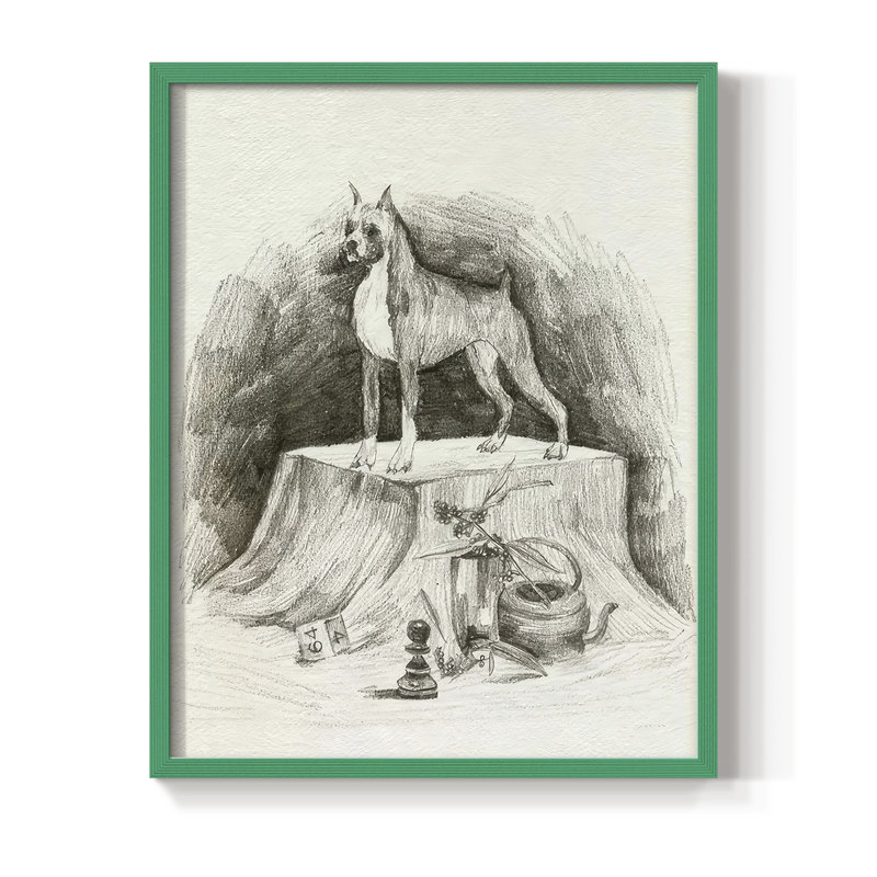 A Gentleman IV, reproduction encadrée - bois massif, H 30 po x l 24 po, Vert